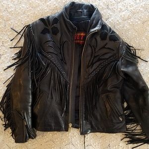 Leather Fringe HOT LEATHERS biker jacket M